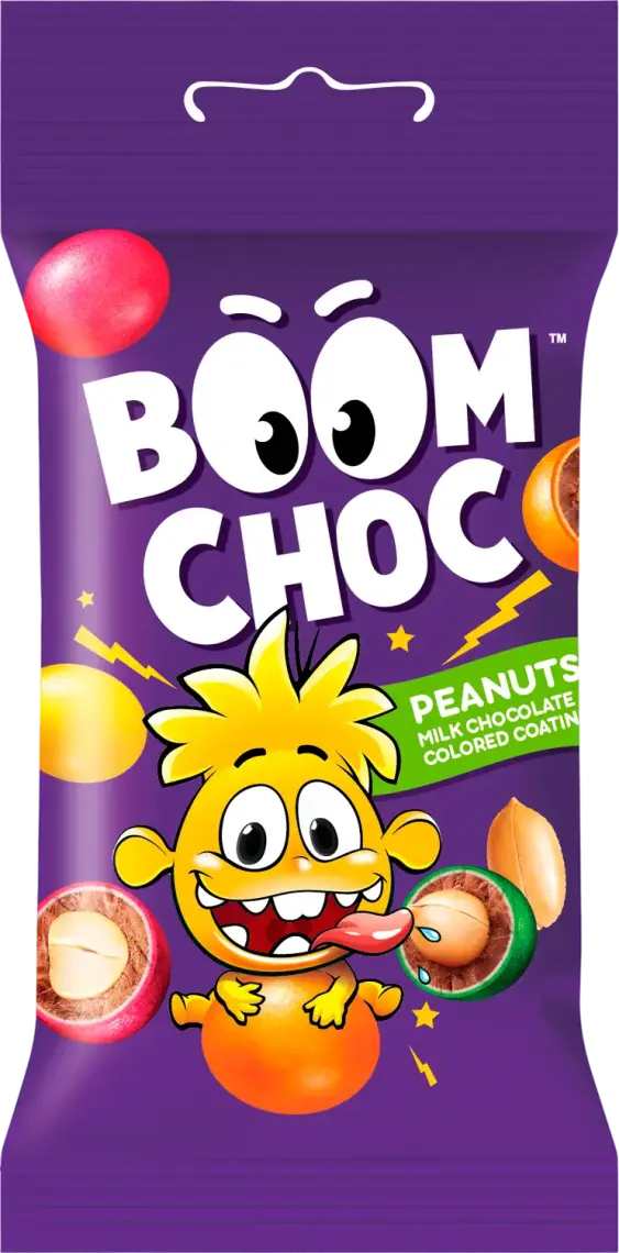 BOOM CHOC арахіс в  шоколаді та кольоровій глазурі 50г